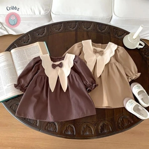 Retro Ruffle Bow Knot Dress for Girls