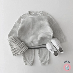 Toddler Waffle Cotton Sweatshirt and Pants Set