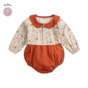 Cute Floral Long Sleeve Baby Bodysuits