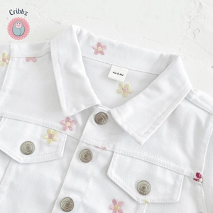 Denim Flower Embroidery Baby Girl Jacket