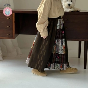 Korean Retro Floral Skirts for Girls