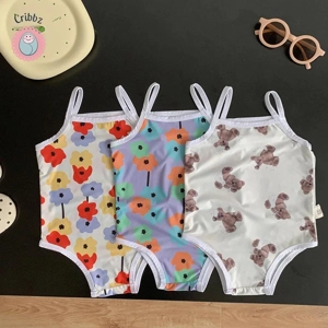 Cute Floral Baby Girl Swimwear Set