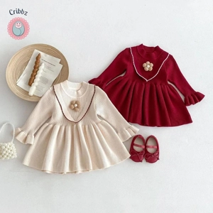 Knitted A-line Flower Dress for Girls