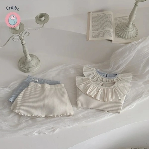 Baby Girls Casual Suit with Lotus Leaf Collar