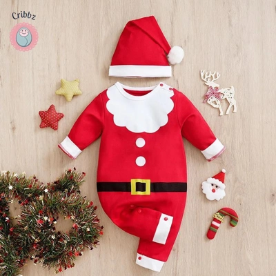 Adorable Santa Claus Baby Jumpsuit Costume title=