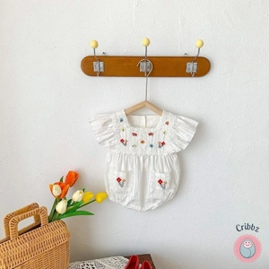 Floral Summer Infant Bodysuit Embroidered