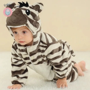 Winter Dinosaur Hooded Baby Jumpsuit