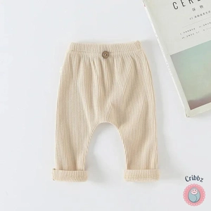 Casual Ribbed Striped Baby Trousers