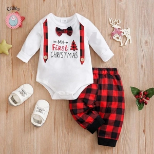 Christmas Letter Baby Jumpsuit and Pants Set