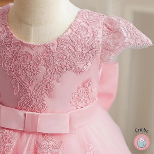 Elegant Golden Lace Princess Dress for Girls