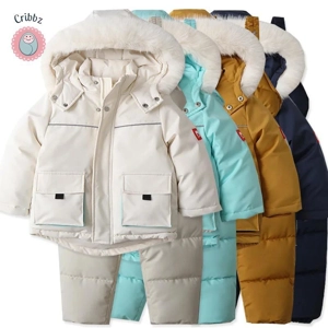 Thick Fur Lined Kids Ski Outfit Set