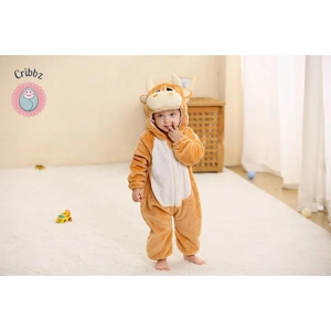 Hooded Flannel Baby Romper Jumpsuit