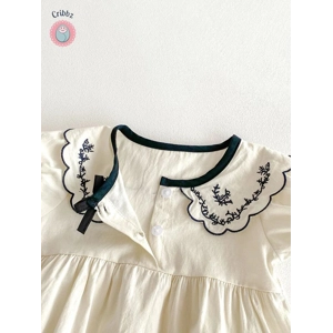 Baby Girls Summer Embroidered Bodysuit Set