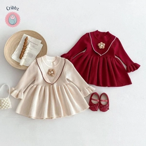 Knitted A-line Flower Dress for Girls