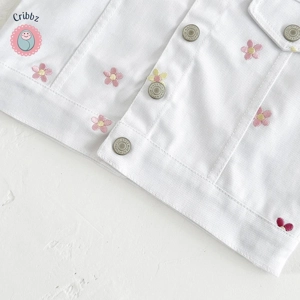 Denim Flower Embroidery Baby Girl Jacket