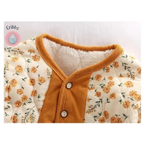 Cute Floral Fleece Padded Winter Jacket