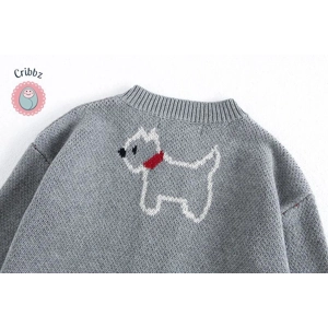 Cute Dog Jacquard Cardigan for Kids