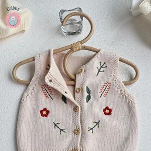 Knit Embroidery Vest for Toddler Girls