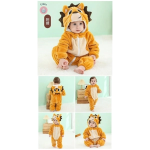 Winter Dinosaur Hooded Baby Jumpsuit