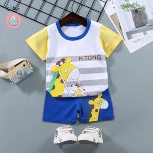 Kids Cartoon Print T-Shirt & Shorts Set
