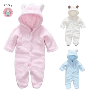 Winter Plush Baby Cartoon Hooded Romper