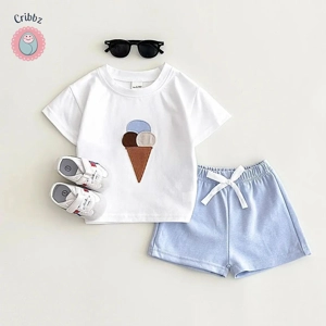 Ice Cream Print Baby Outfit Set