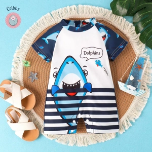 Cute Baby Shark Print Swimsuit