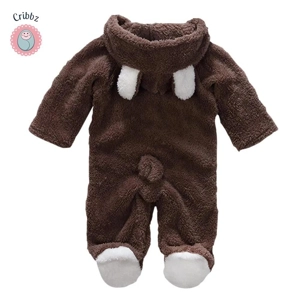 Winter Plush Baby Cartoon Hooded Romper