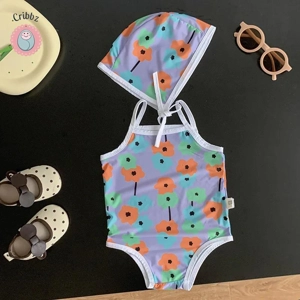 Cute Floral Baby Girl Swimwear Set