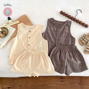Kids Linen Vest and Shorts Set