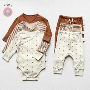 Cotton Long Sleeve Baby Bodysuit Set