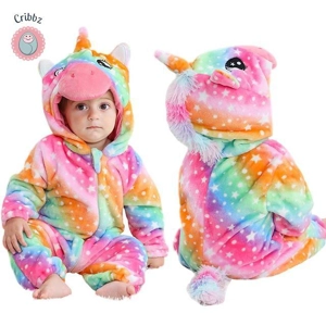 Hooded Flannel Baby Romper Jumpsuit