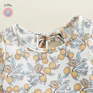 Kids Floral Long Sleeve Ruffle Swimsuit