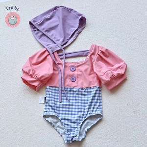 Girls Puff Sleeve Swimsuit One Piece