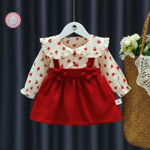 Autumn Newborn Girls Cartoon Flower Dress