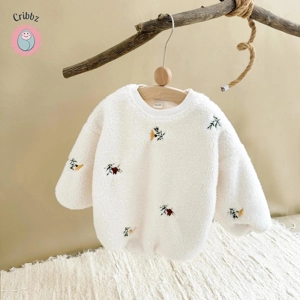 Winter Baby Girls Embroidered Fleece Romper