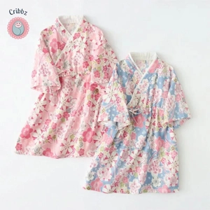 Japanese Floral Kimono Nightdress for Kids