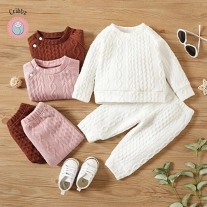 Newborn Baby Solid Color Outfit Set