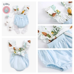 Summer Cotton Baby Girls Romper Set