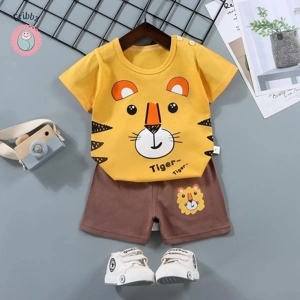 Kids Cartoon Print T-Shirt & Shorts Set