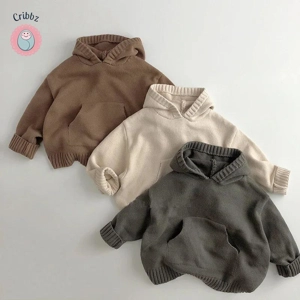 Unisex Kids Knit Pullover Hoodie Coat