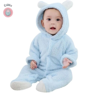 Winter Plush Baby Cartoon Hooded Romper
