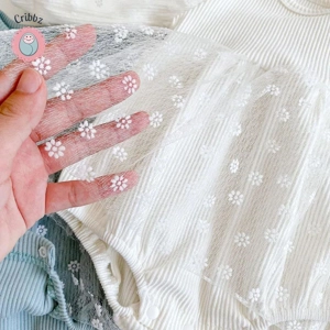 Spring Lace Daisy Embroidery Baby Bodysuit