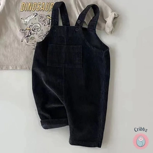 Solid Corduroy Suspender Romper for Toddlers