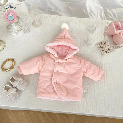 Warm Fleece Lined Hooded Jacket for Kids title=