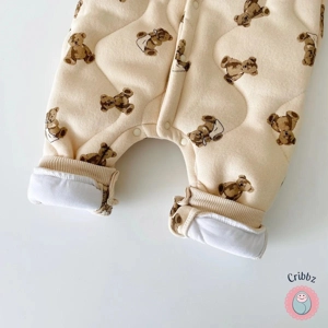 Cute Bear Print Winter Baby Jumpsuit