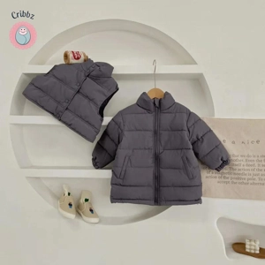 Winter Kids Thick Vest Parka Set