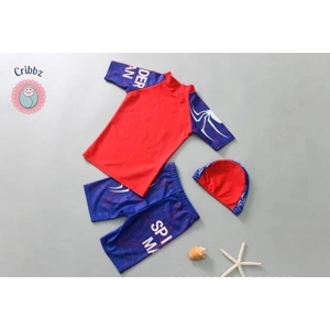 Boys Short Sleeve Swimwear Set with Hat