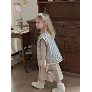 Childrens Plaid Fur Lined Vest Jacket