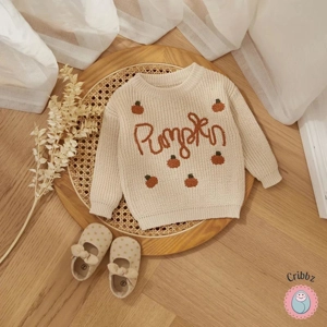 Knitted Pumpkin Pullover for Babies